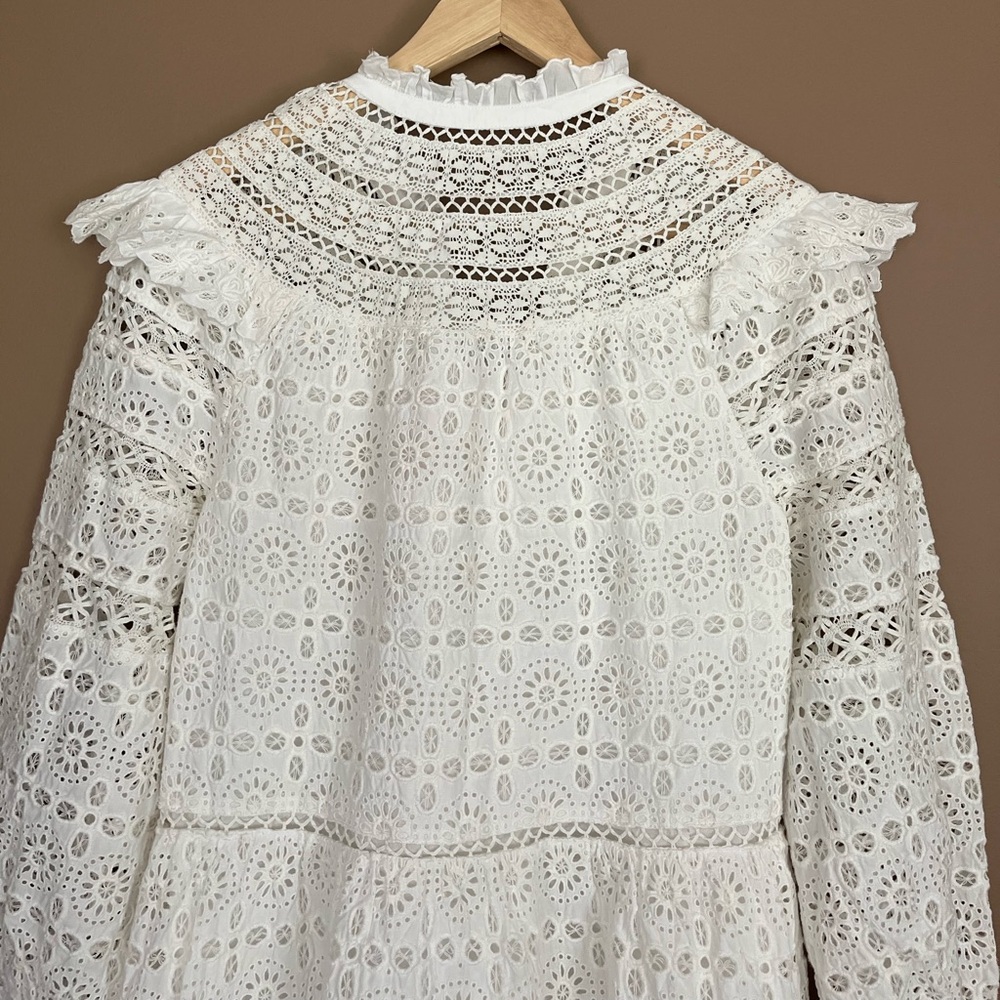 {Vineyard Vines} Tiered Eyelet Ruffle Dress in White - Womens Medium - NWT - Picture 6 of 10